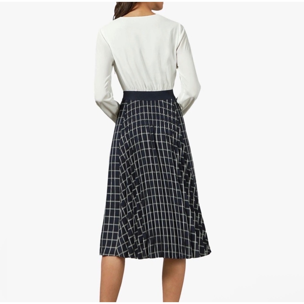 Ted Baker‎ Fancesa Fit & Flare Check Midi Dress Ivory Black 2 Quiet Luxury - Picture 2 of 9